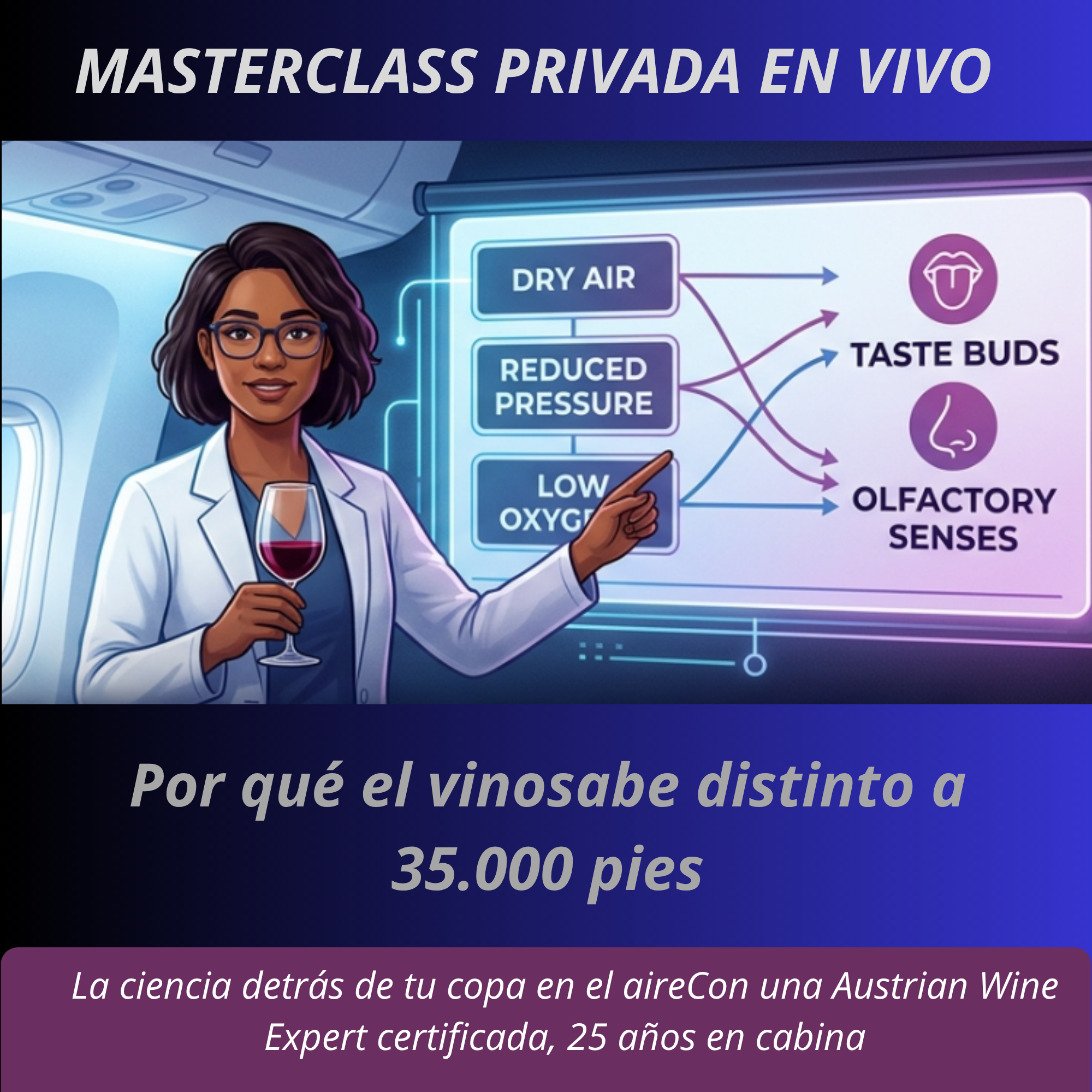 🍷✈️ MASTERCLASS PRIVADA EN VIVO: Por qué el vino sabe diferente a 10.000 metros