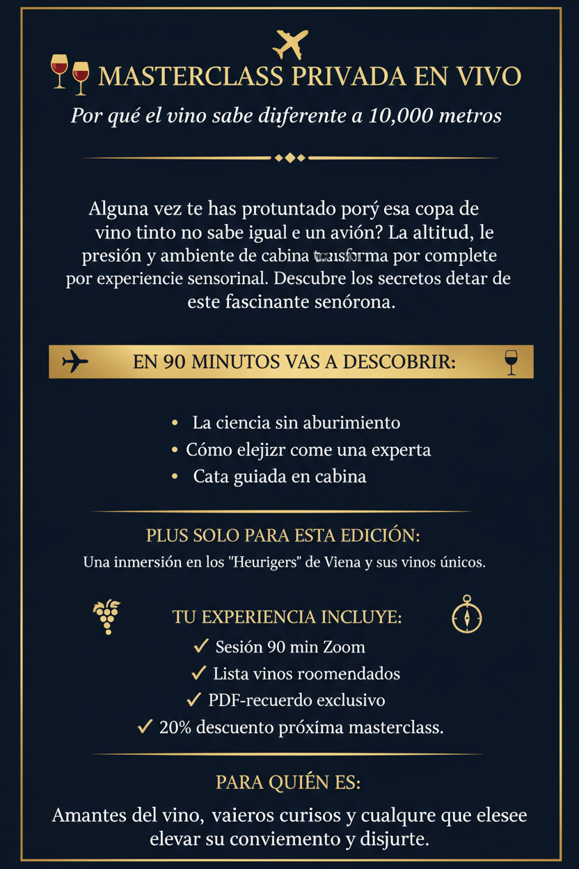 🍷✈️ Masterclass de Vino a 10.000 Metros - Acceso Inmediato | Escalas y Destinos