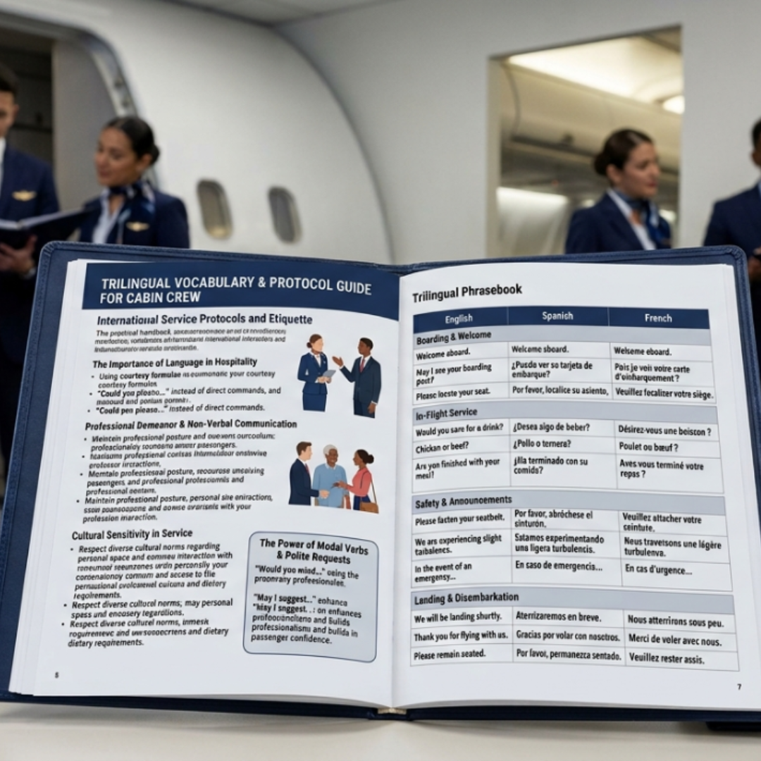 Guía de Vocabulario y Protocolo Trilingüe para Tripulantes de Cabina