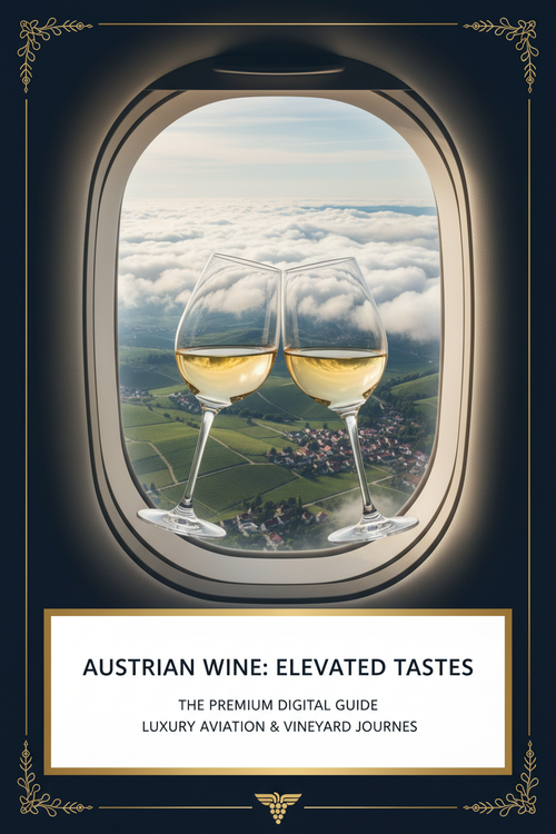 Austrian Wine Above the Clouds - Portada premium con copa de vino y ventana de avión