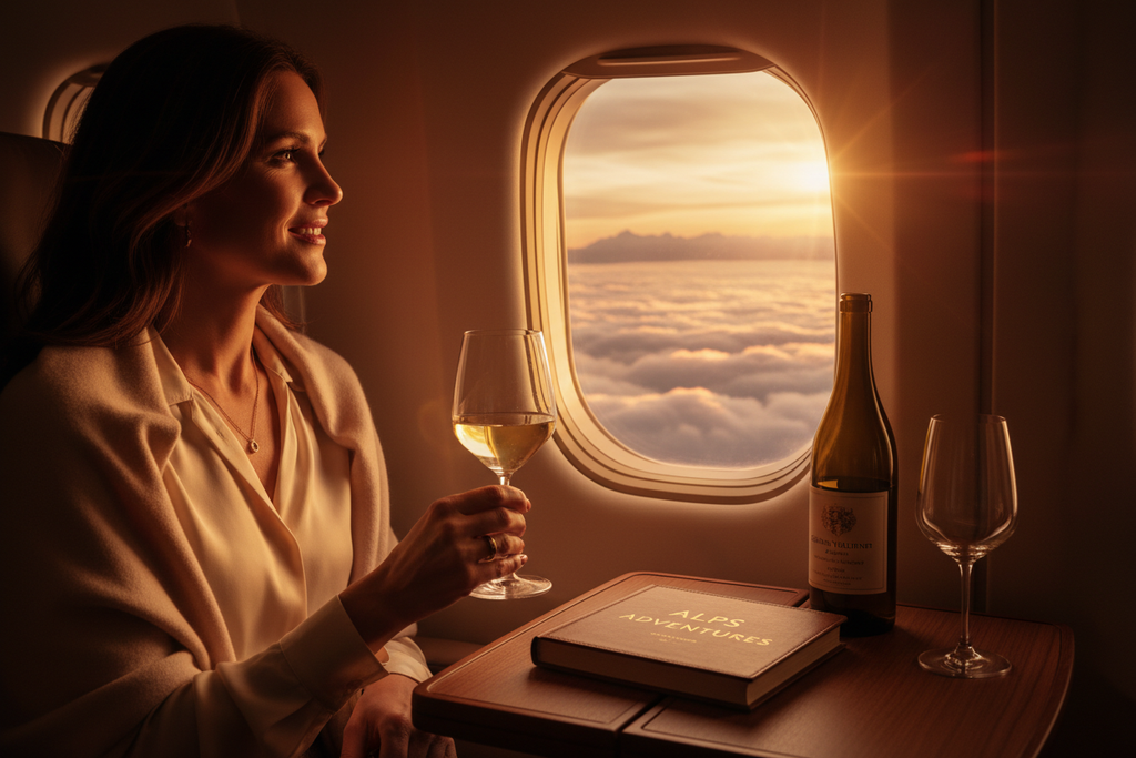 Imagen de estilo de vida - viajera con vino austriaco
